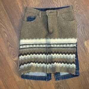 Comme des Garçons Brown and Cream Patterned Mini Skirt